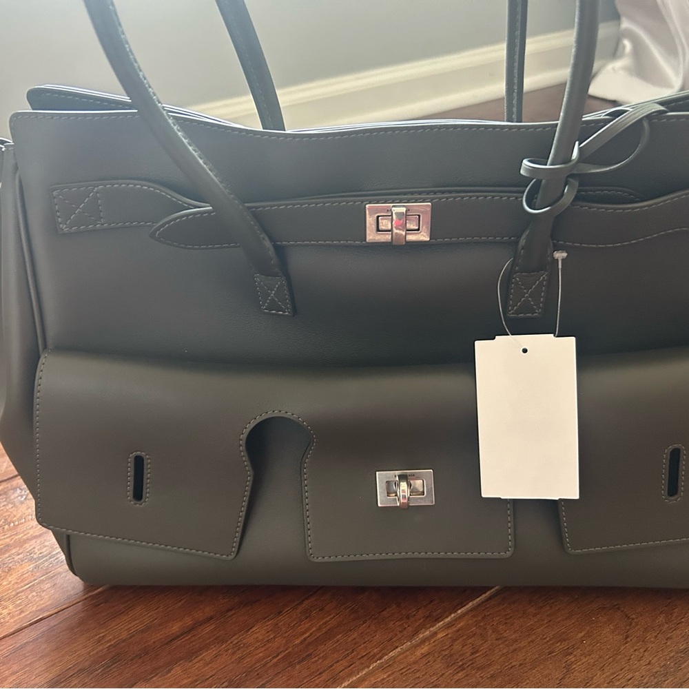 Balenciaga Medium Bel Air Carry All Dark Khaki Leather Tote - Picture 4 of 8